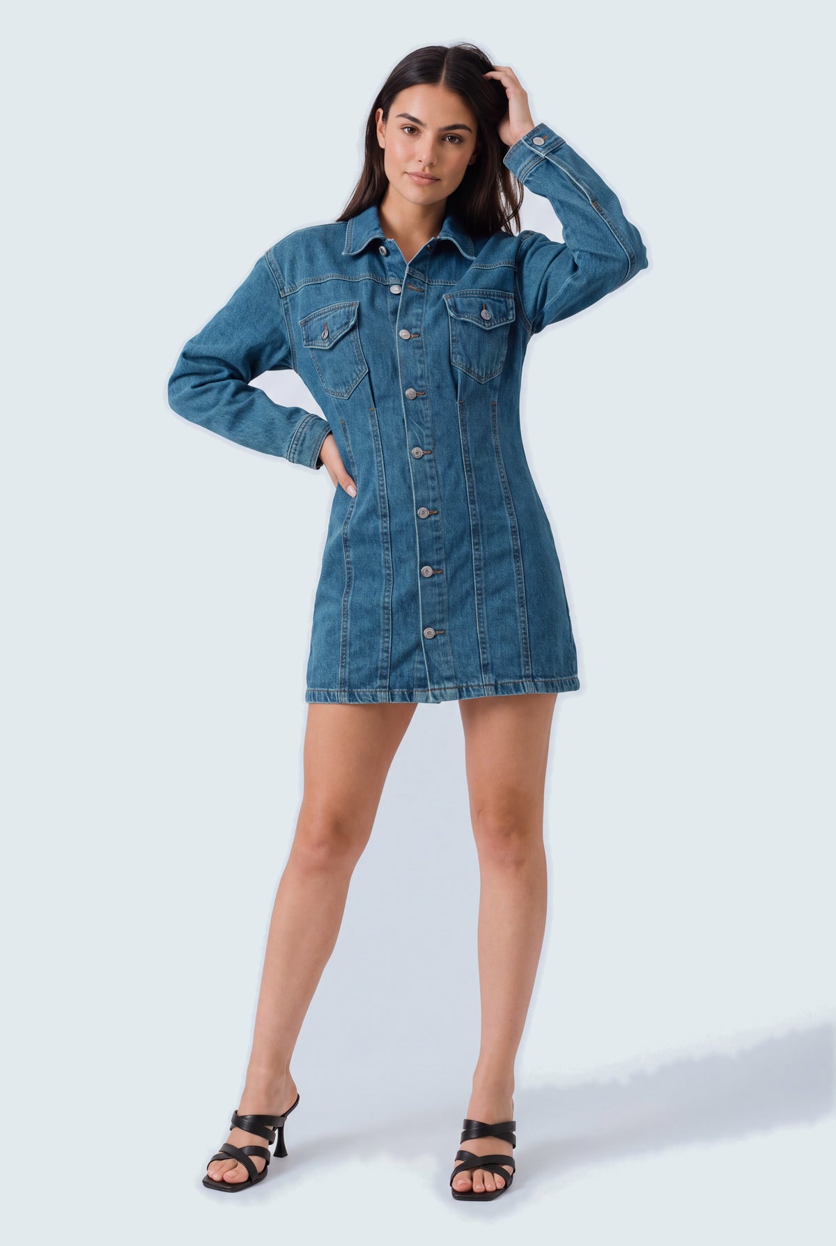 Azure Blue Denim Dress - Hustle N Holla