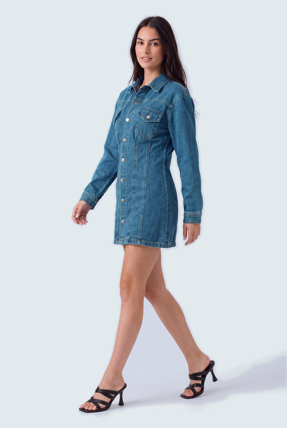 Azure Blue Denim Dress - Hustle N Holla