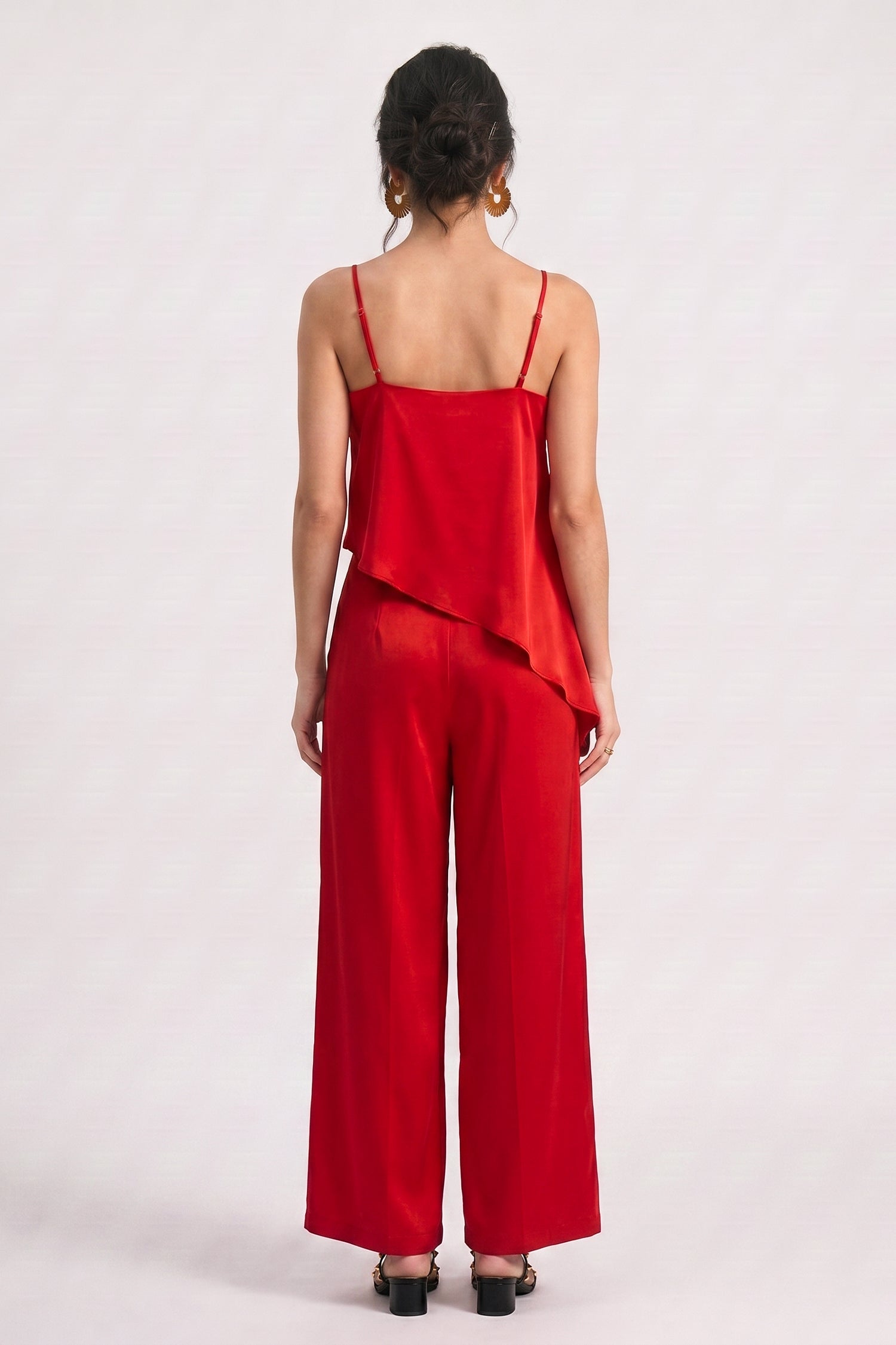 Scarlet Red Cami Asymmetrical Silk Top - Hustle N Holla