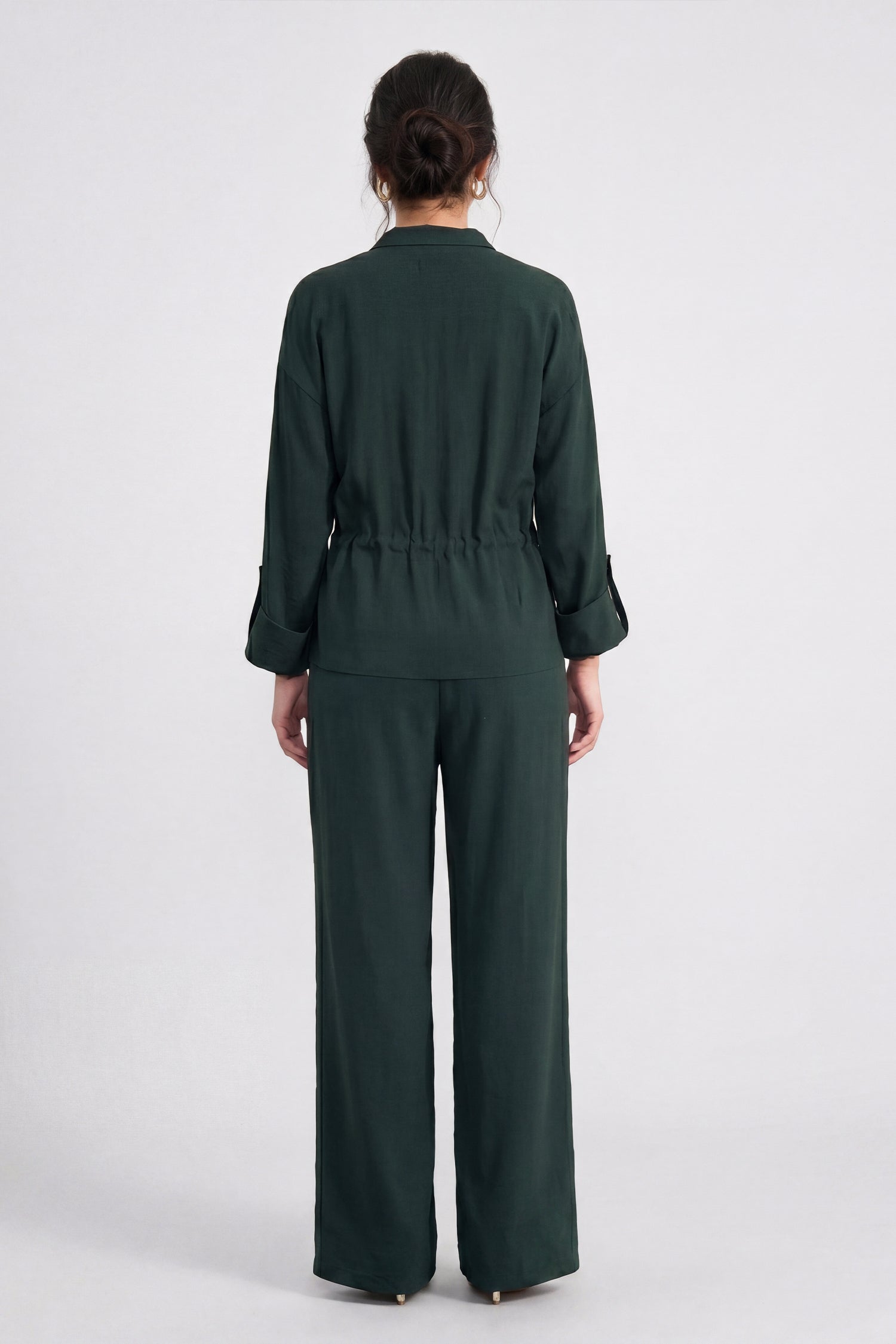 Teal Green Elasticated Waist Wide Leg Trousers - Hustle N Holla