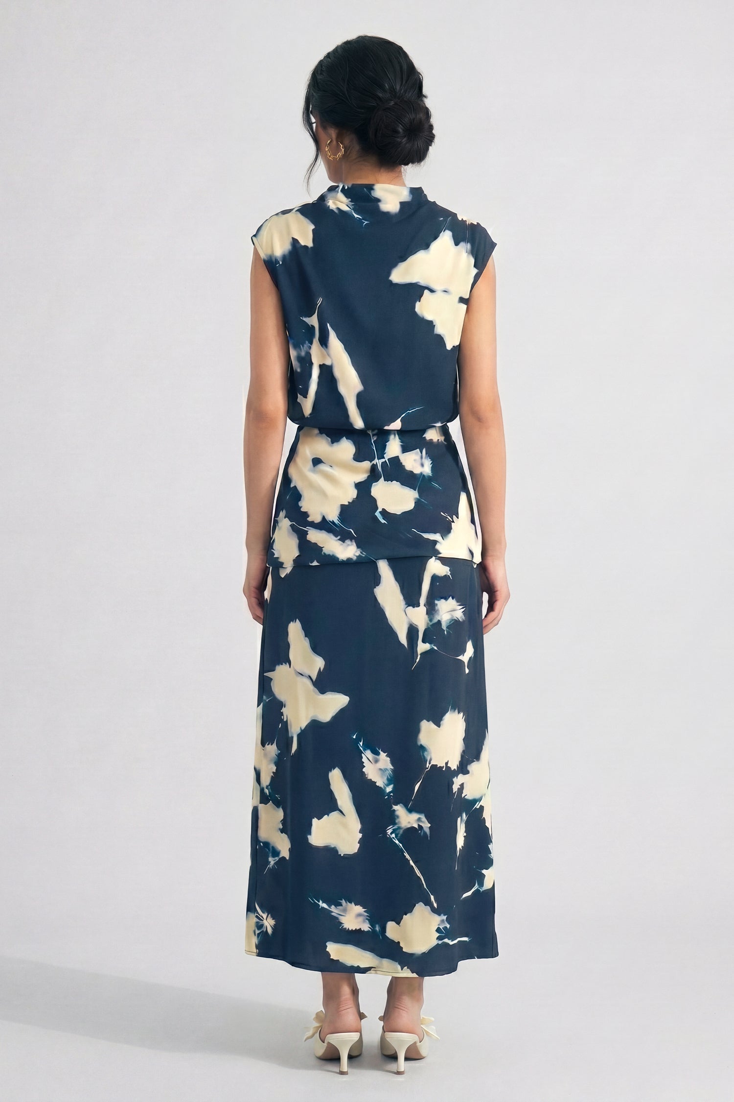 Navy Draped Maxi Evening Dress - Hustle N Holla