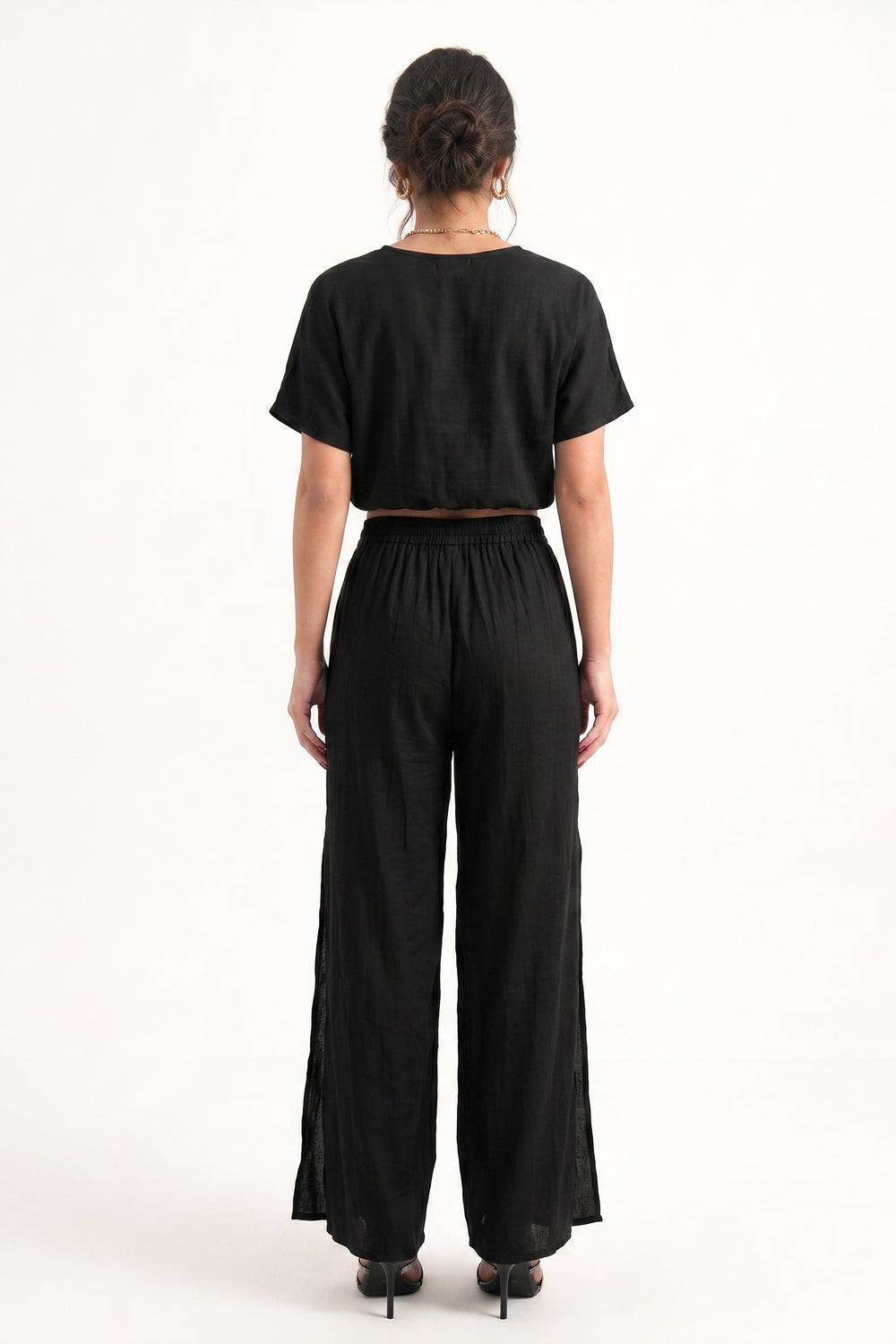 Black Wrap Over Silk Trousers - Hustle N Holla