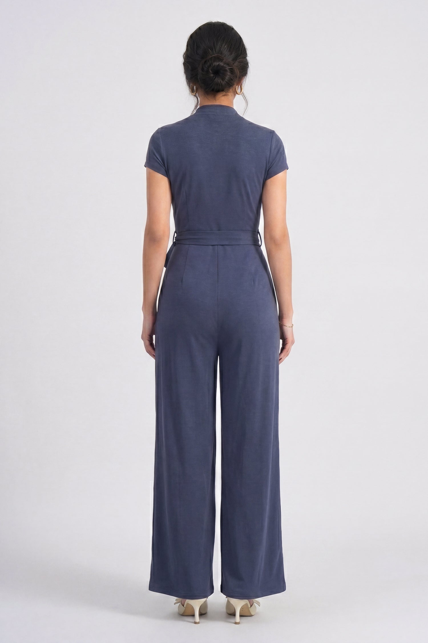 Prussian Blue Signature Soft Wrap Over Jumpsuit - Hustle N Holla
