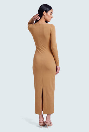 Beige Bodycon Dress - Hustle N Holla