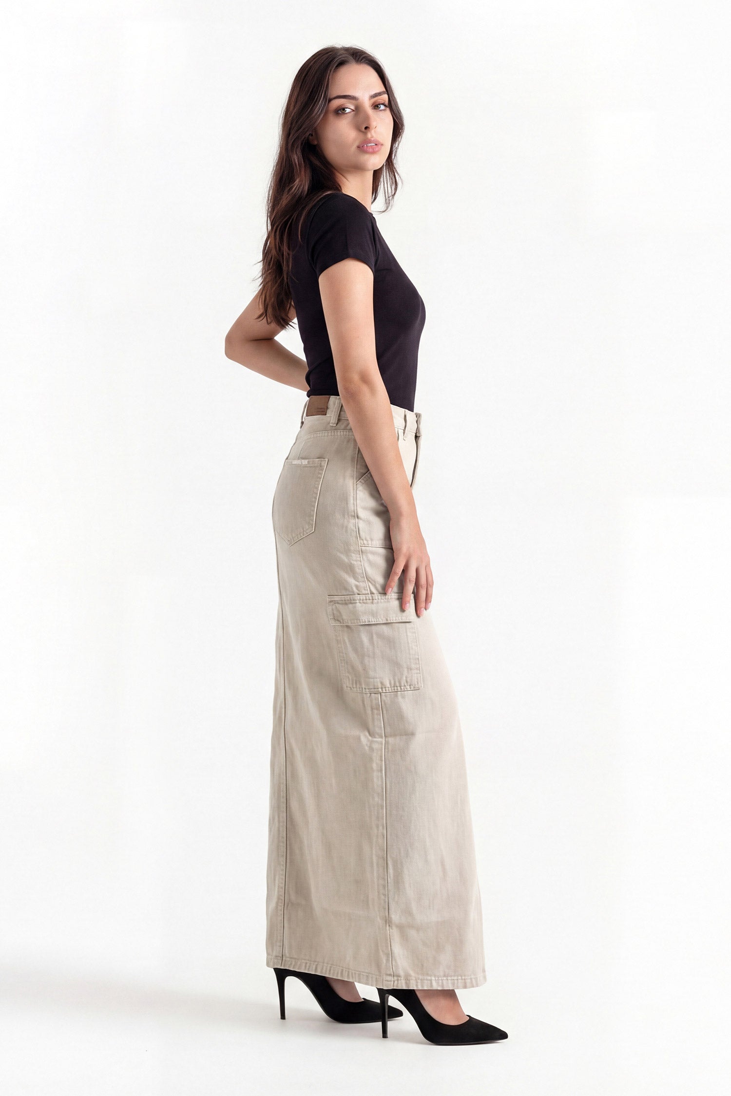 Beige Cargo Maxi Skirt - Hustle N Holla
