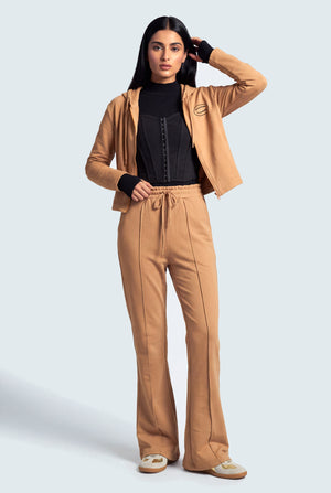 Beige Flared Sweatpants - Hustle N Holla