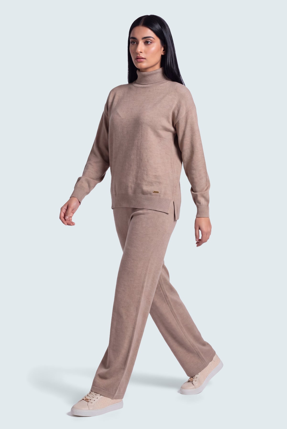 Beige Relaxed Fit Turtle Neck Sweater - Hustle N Holla