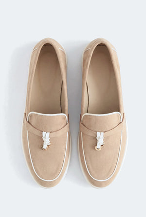 Beige Suede Tassel Loafers - Hustle N Holla