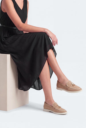 Beige Suede Tassel Loafers - Hustle N Holla