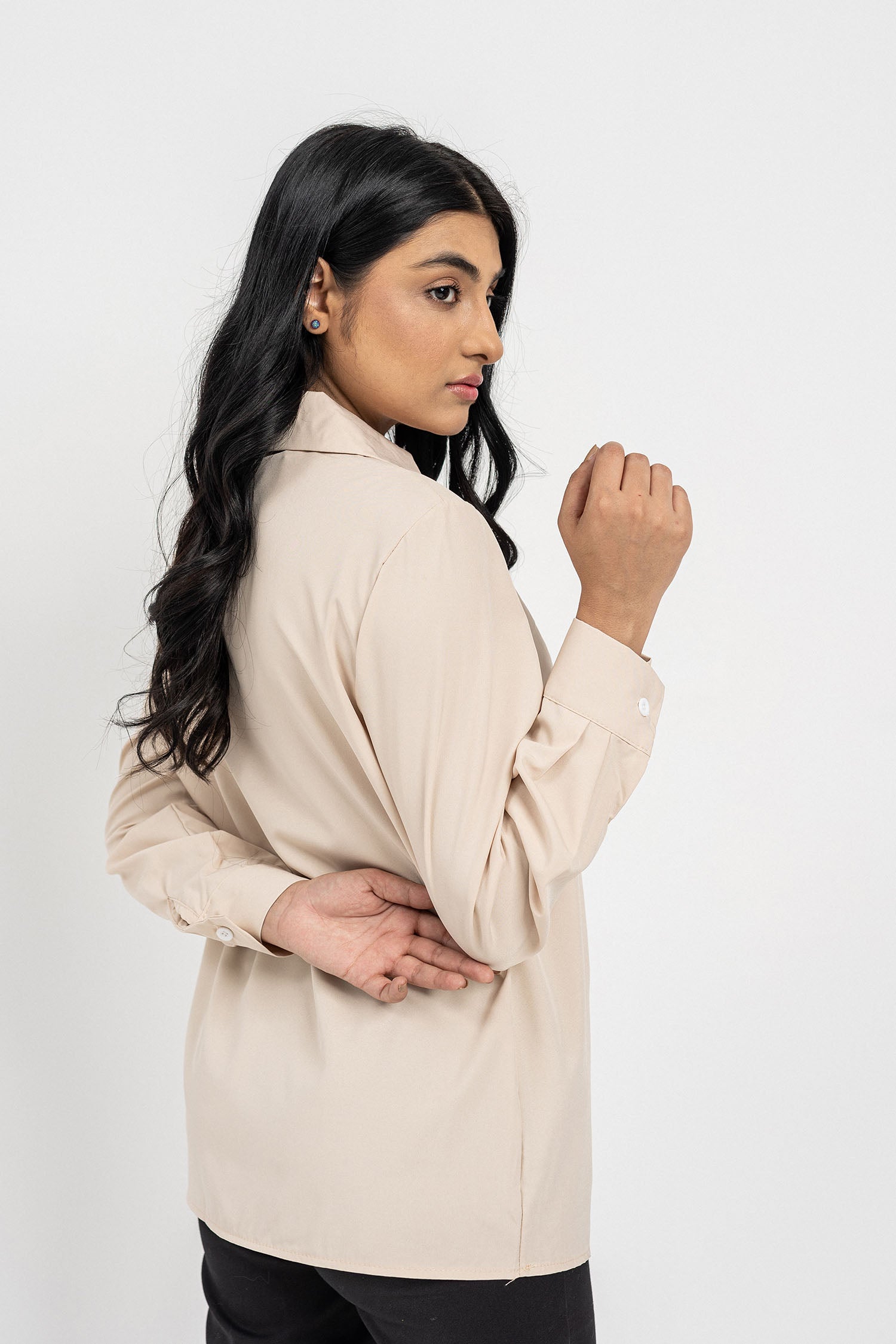 Beige Twisted Front Blouse