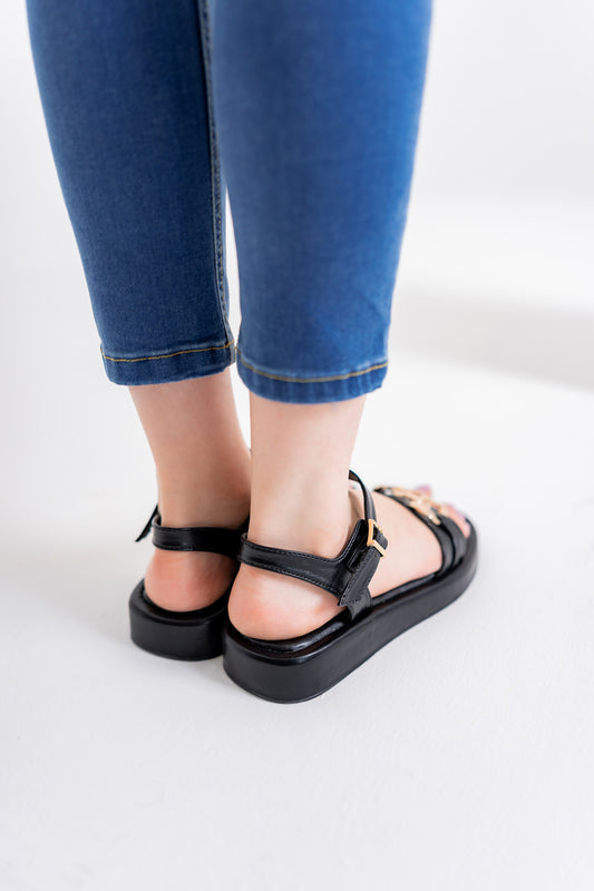 Black Chain Sandals - Hustle N Holla