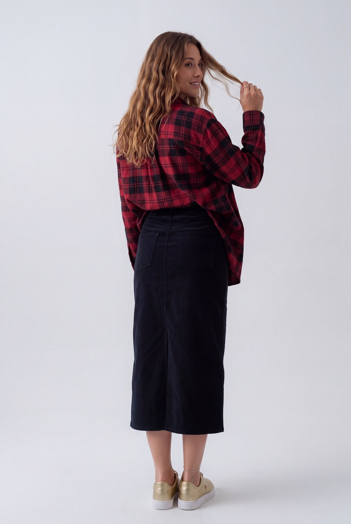 Black Corduroy Midi Skirt - Hustle N Holla