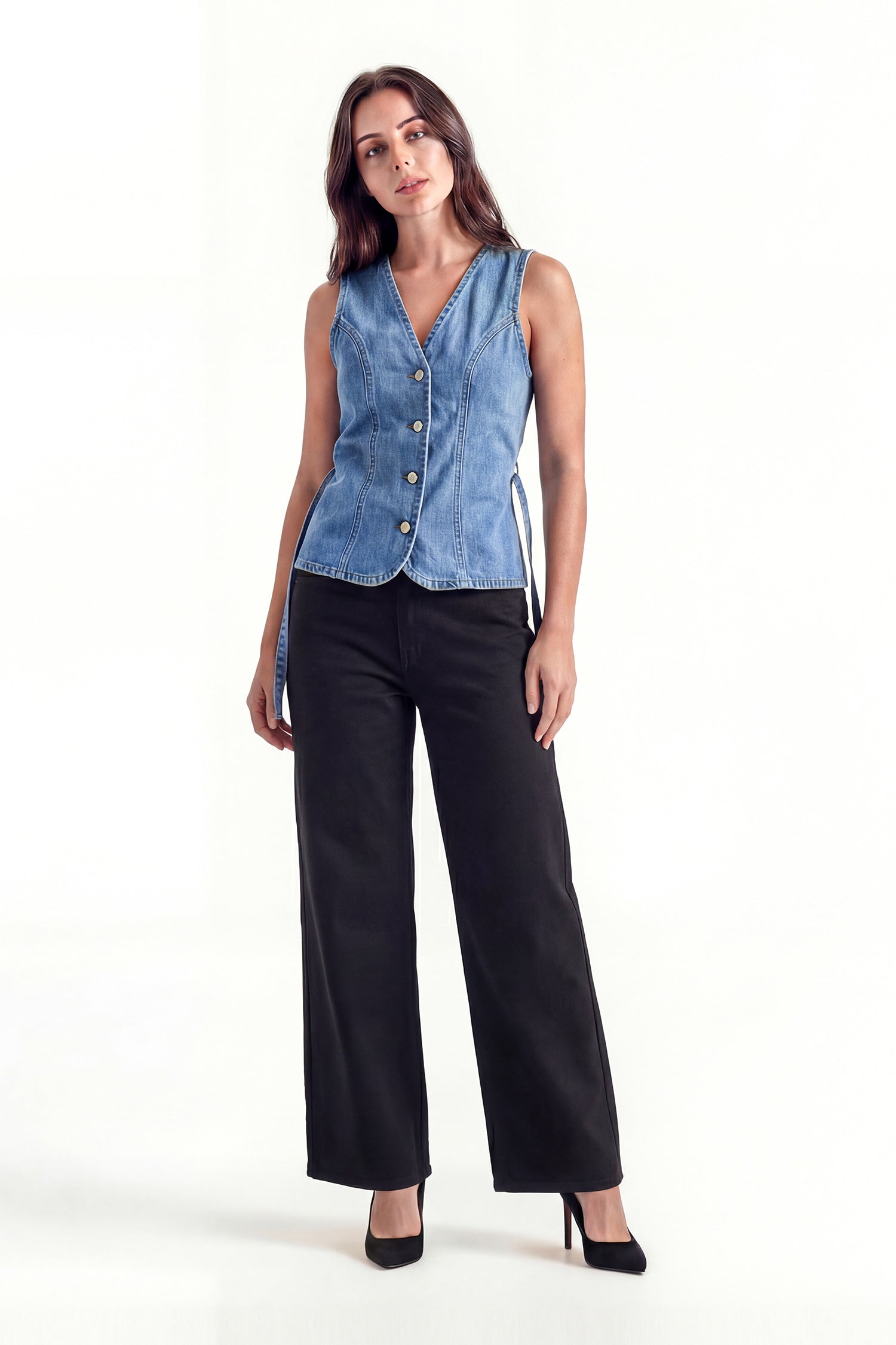 Black Mid Rise Wide Leg Denim Jeans - Hustle N Holla