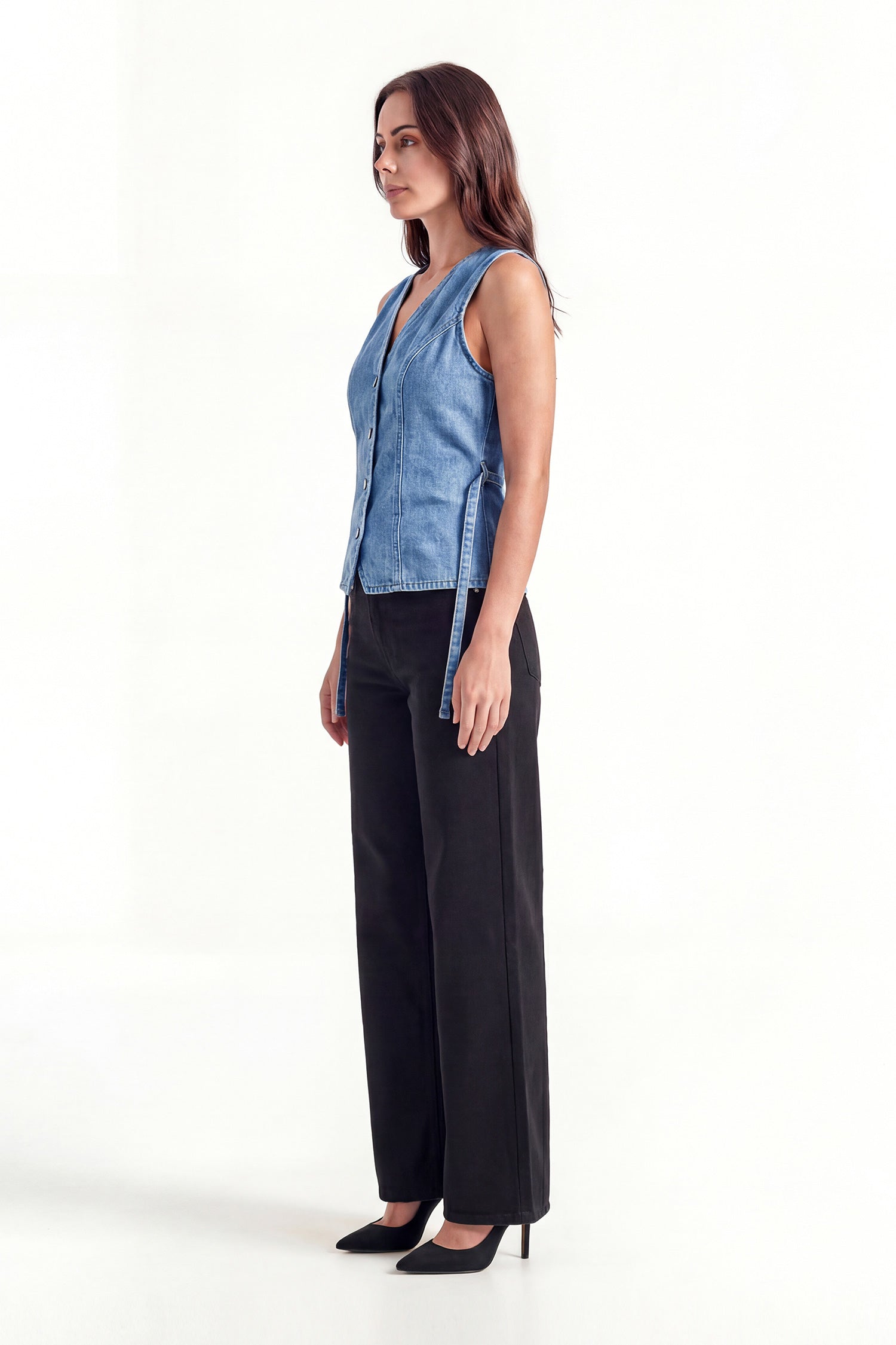 Black Mid Rise Wide Leg Denim Jeans - Hustle N Holla