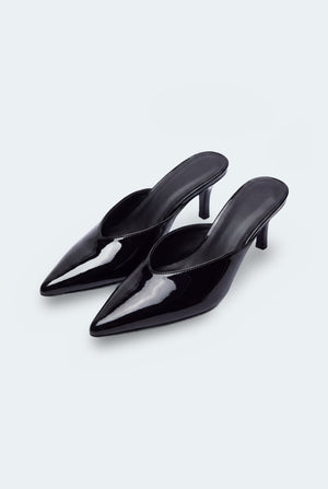 Black Patent Leather Mule Heels - Hustle N Holla
