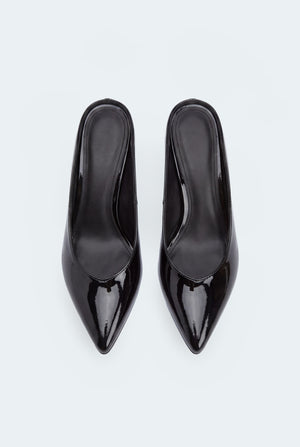 Black Patent Leather Mule Heels - Hustle N Holla