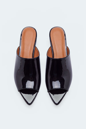 Black Patent Leather Open Toe Heels - Hustle N Holla