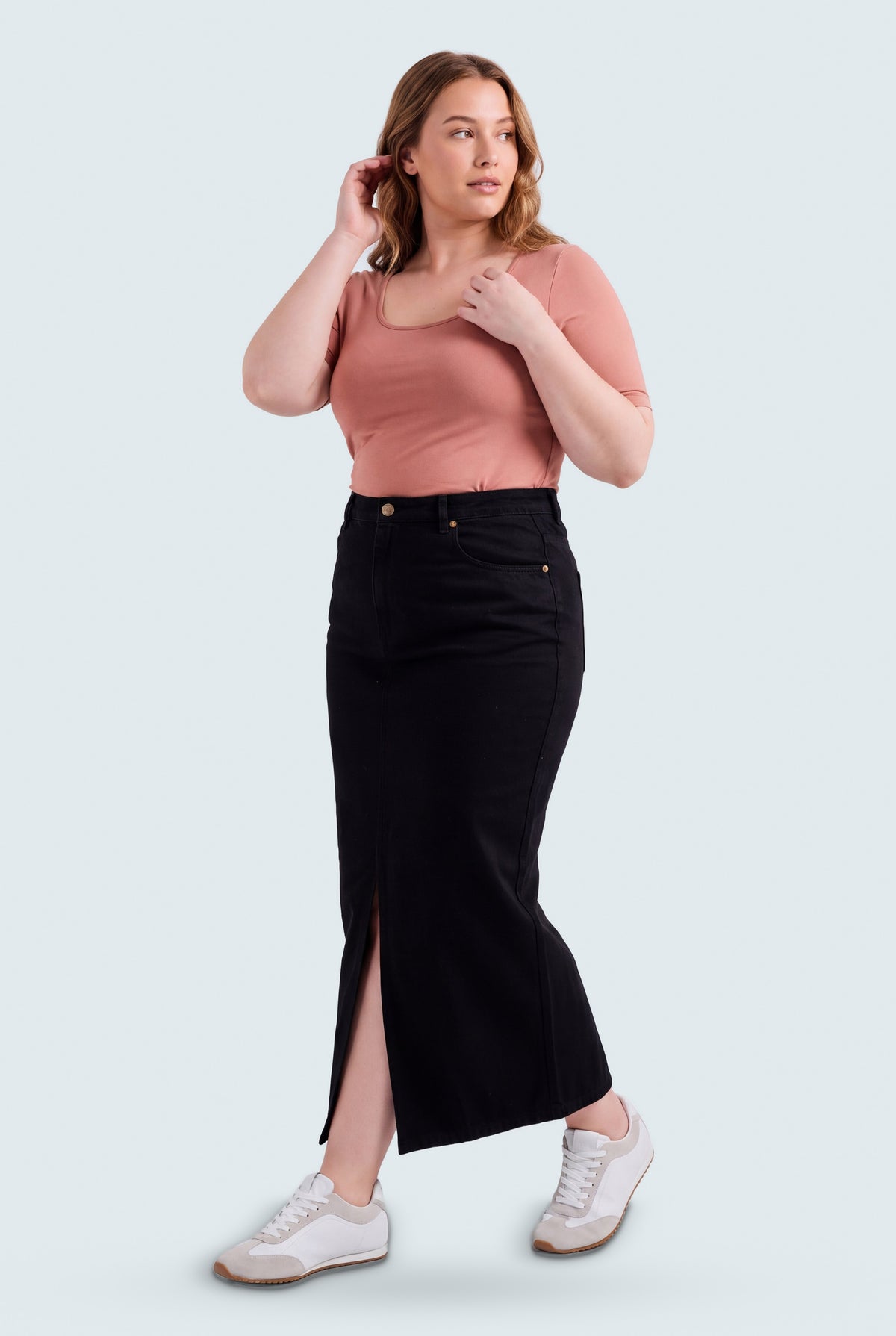 Black Plus Size Denim Maxi Skirt - Hustle N Holla