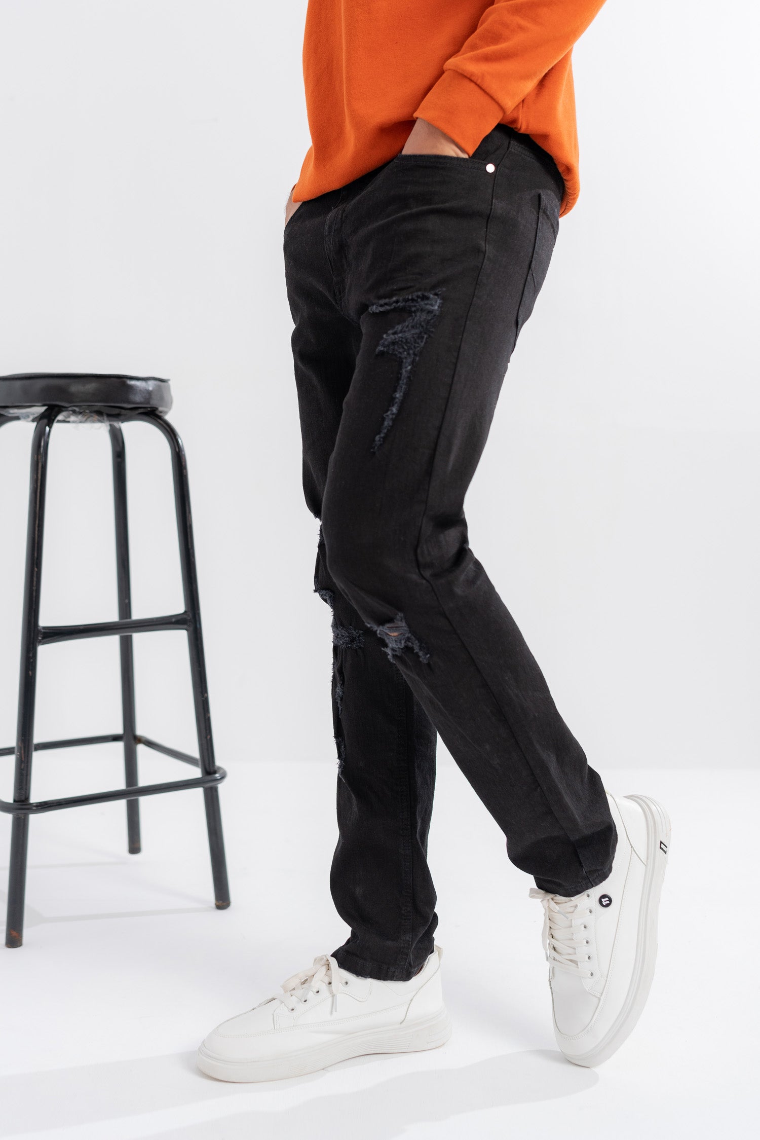 Black Ripped Slim Fit Jeans - Hustle N Holla