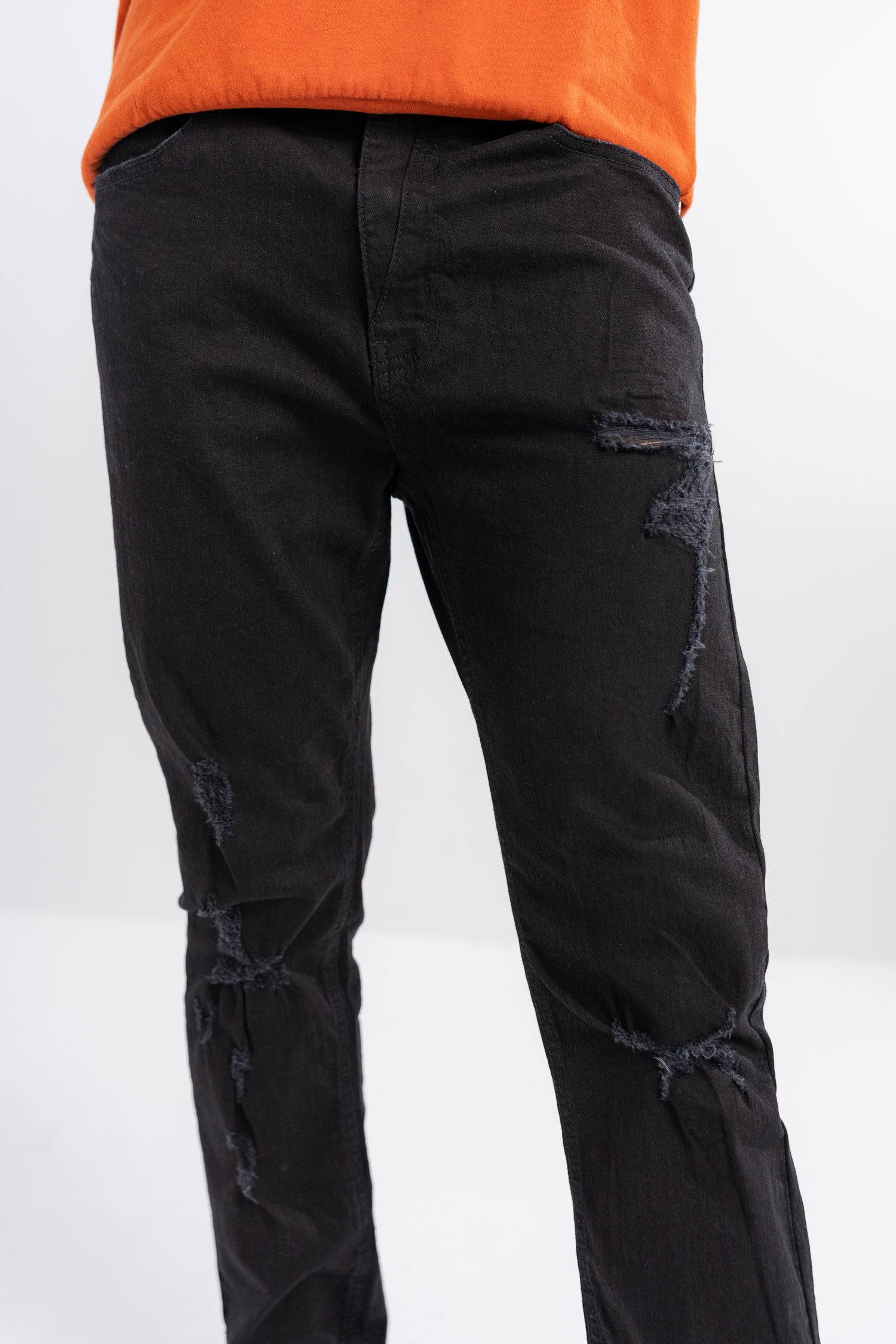 Black Ripped Slim Fit Jeans - Hustle N Holla