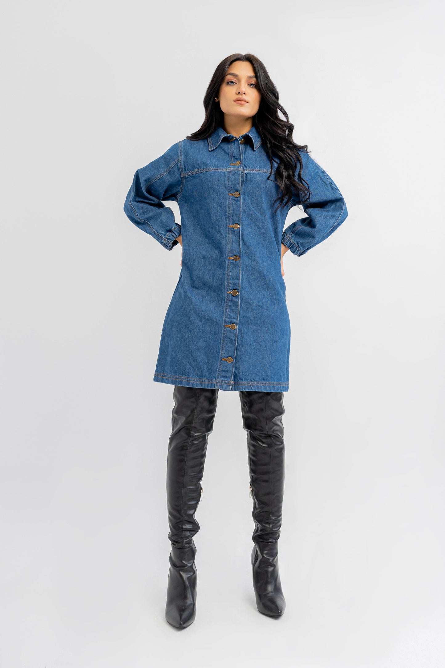 Blue Denim Dress - Hustle N Holla