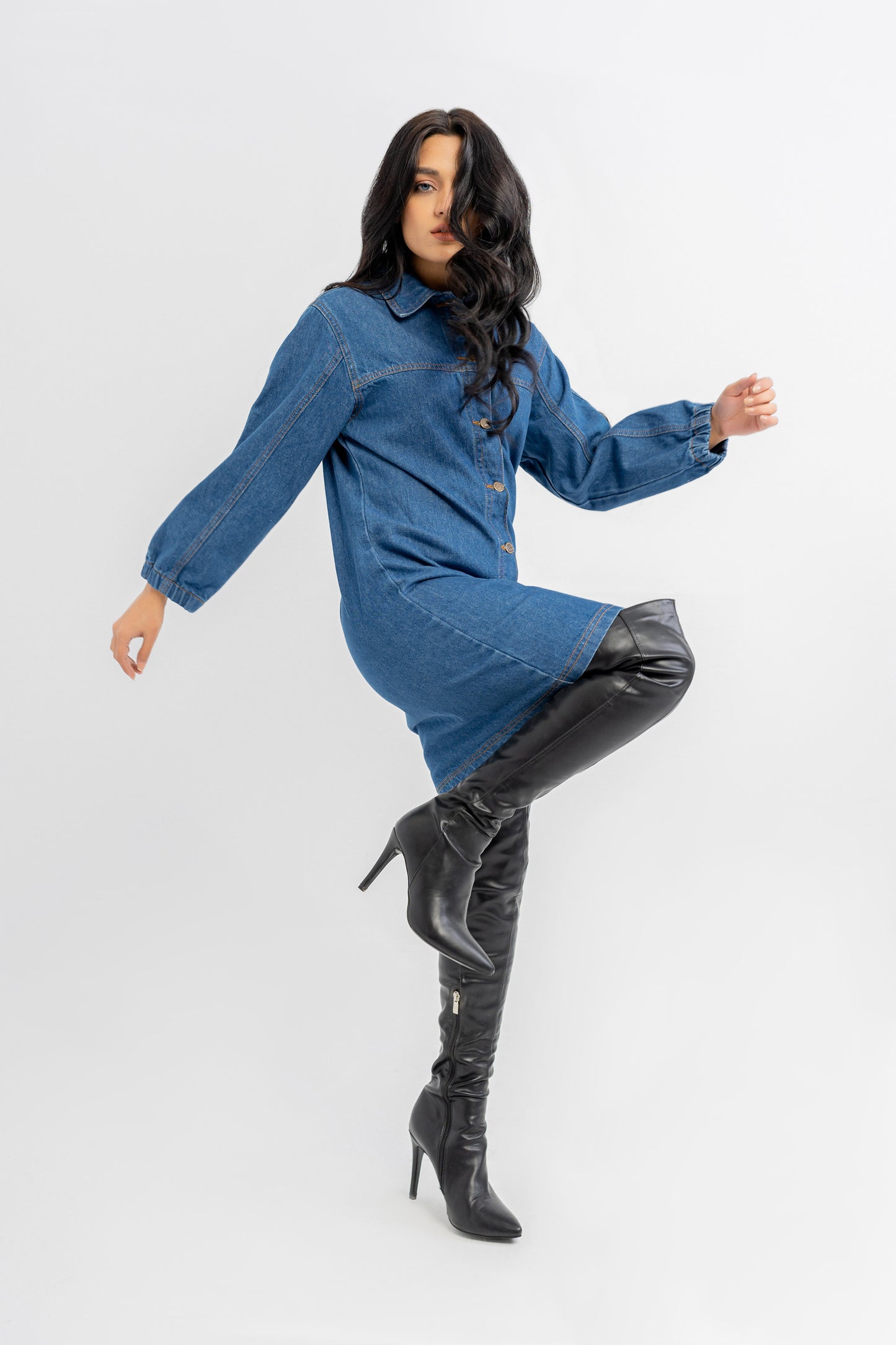 Blue Denim Dress - Hustle N Holla