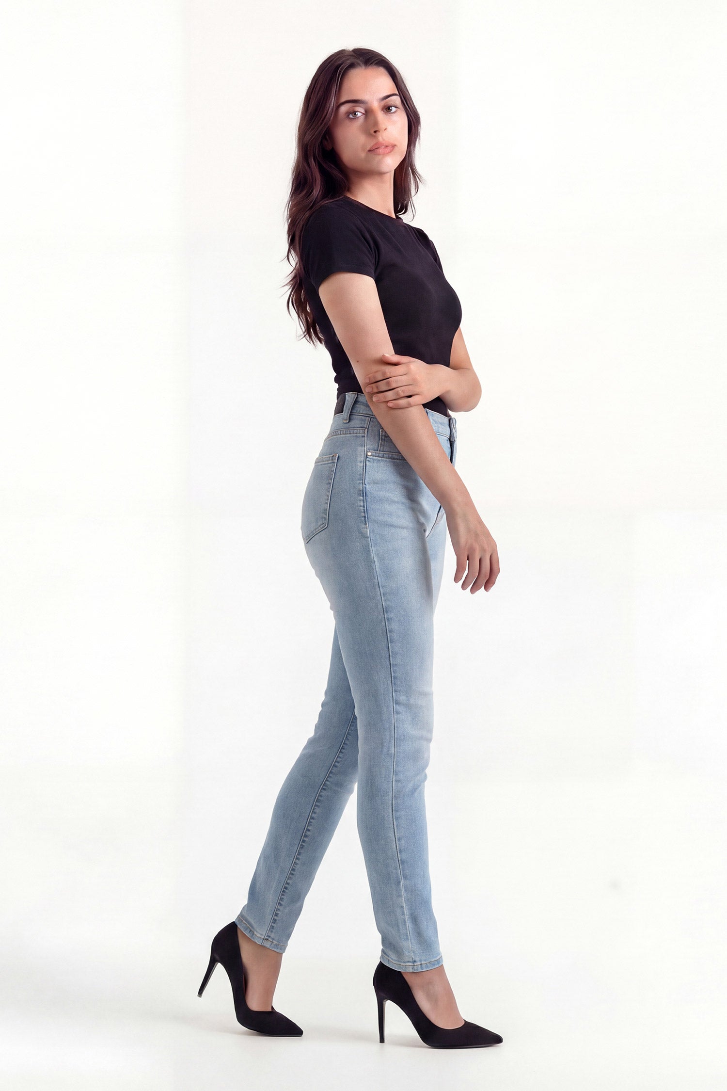 Blue Light Wash Skinny Denim Jeans - Hustle N Holla