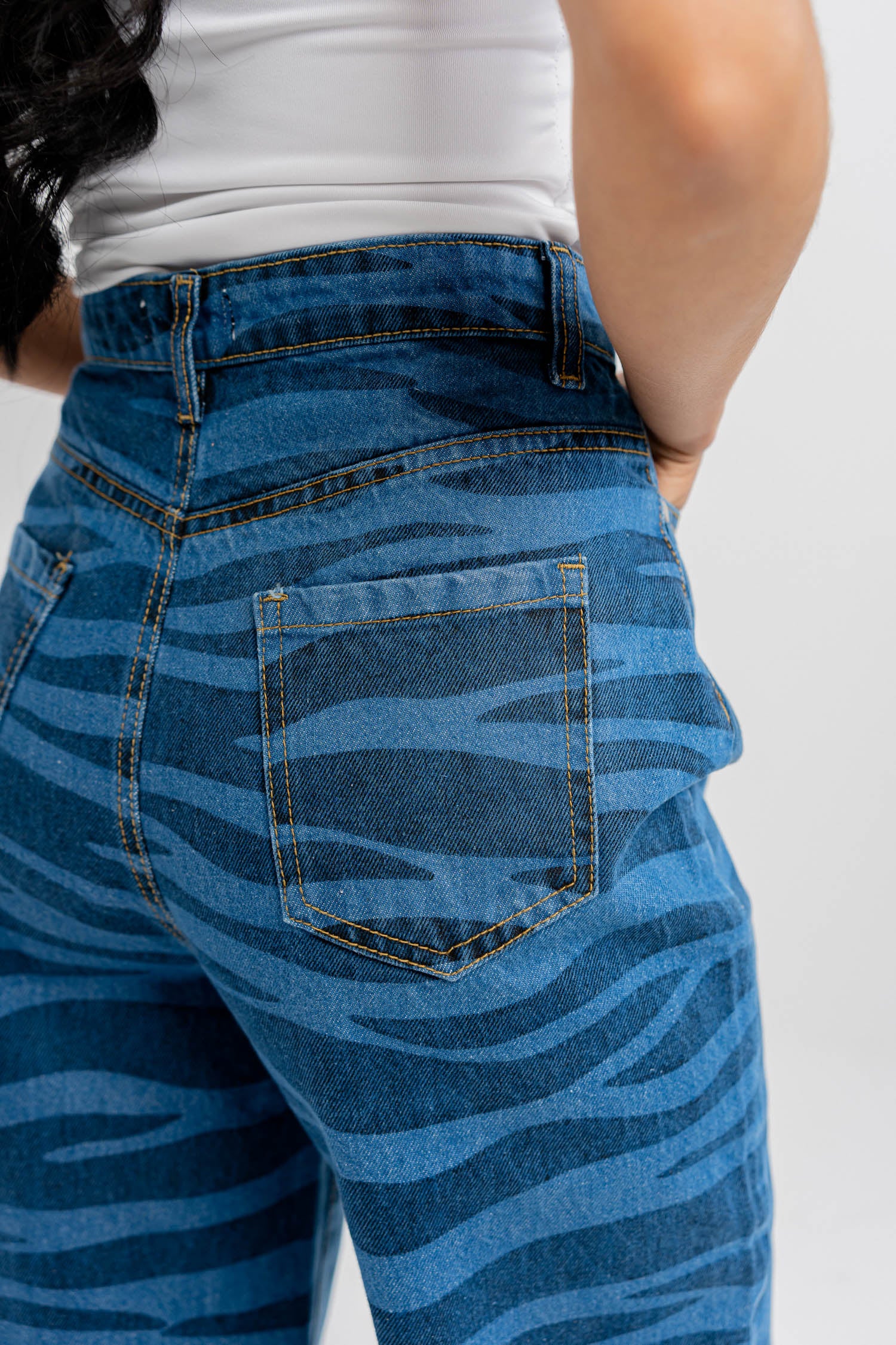 Blue Printed Denim Jeans - Hustle N Holla