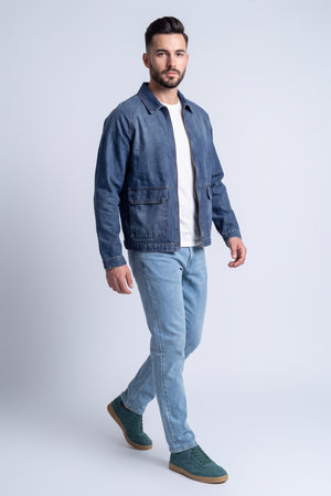 Blue Santa Monica Zip Front Mid Wash Boxy Denim Jacket - Hustle N Holla