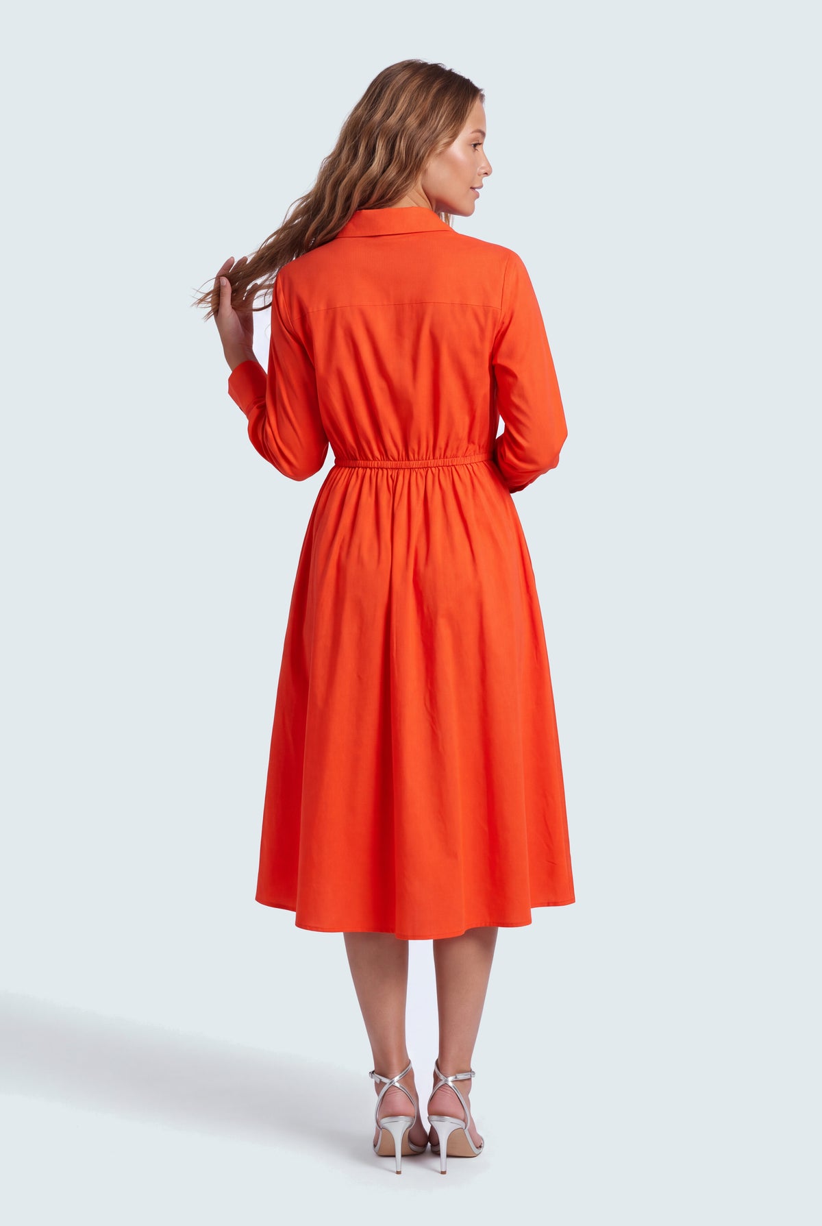 Button Down Orange Midi Dress - Hustle N Holla