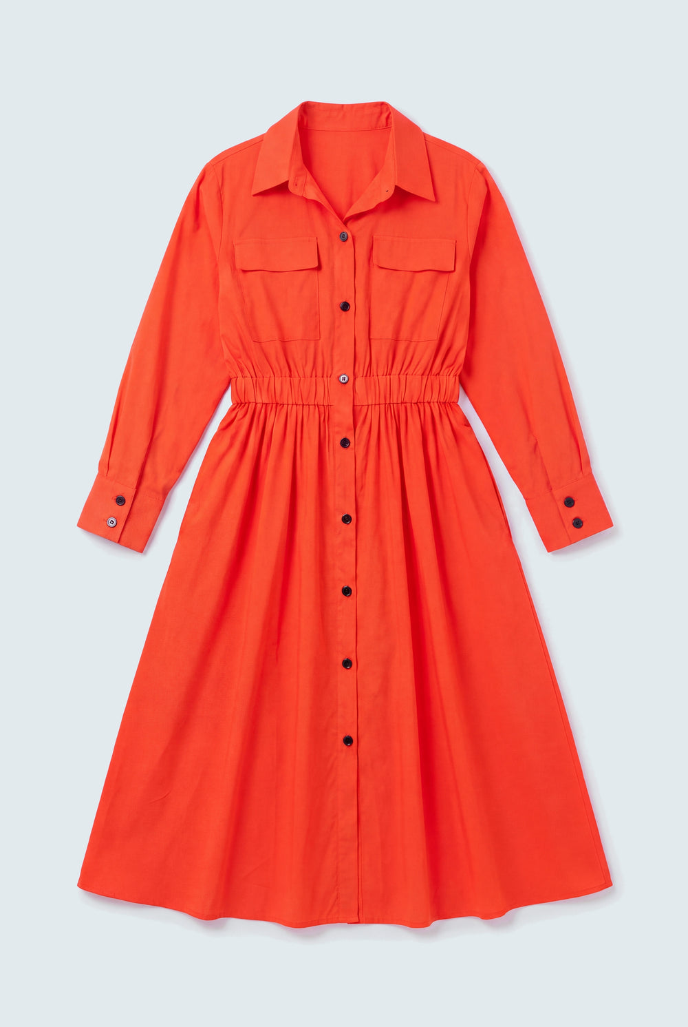 Button Down Orange Midi Dress - Hustle N Holla