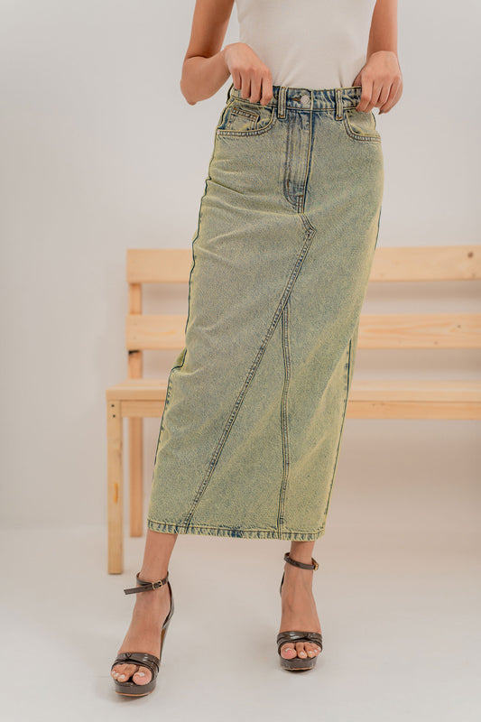 Vintage Wash Long Skirt