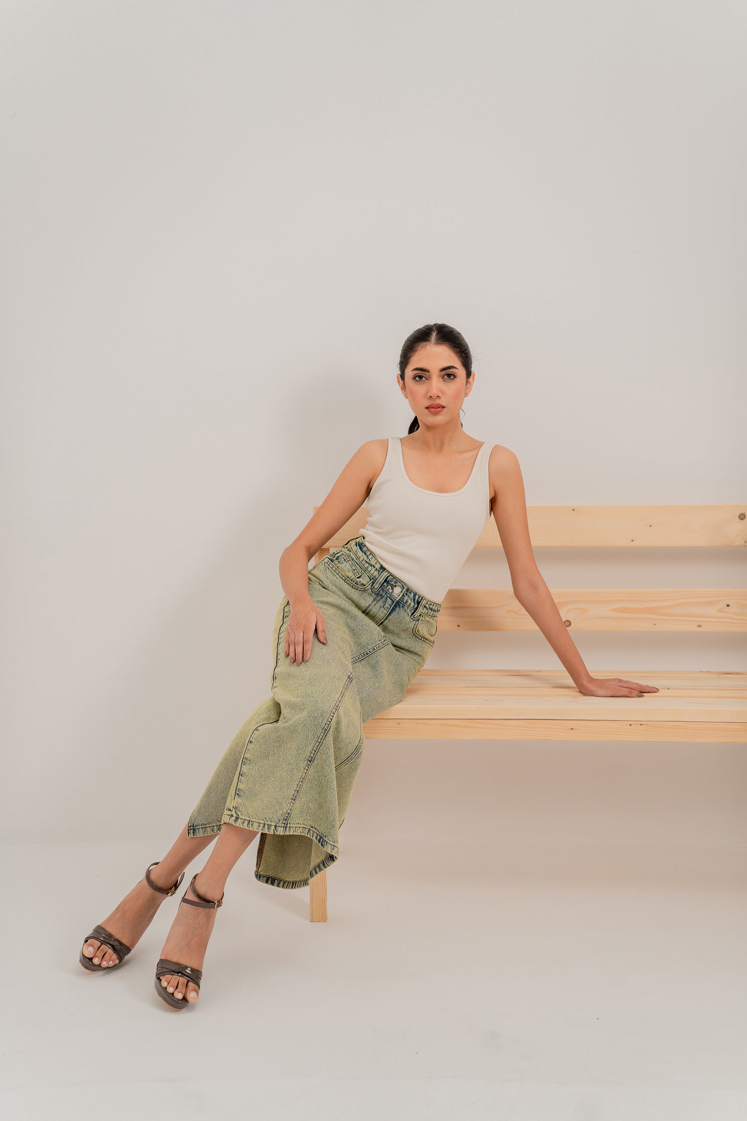 Vintage Wash Long Skirt - Hustle N Holla