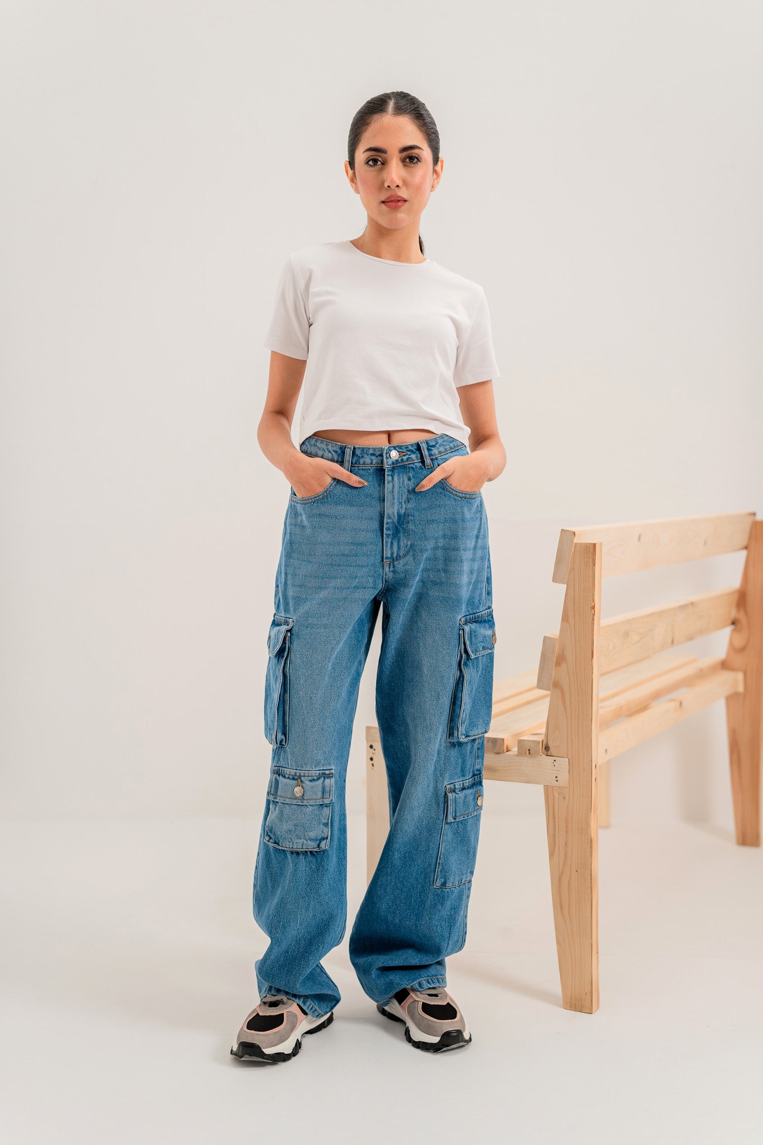 Basic Blue Minor Fault Cargo Jeans - Hustle N Holla
