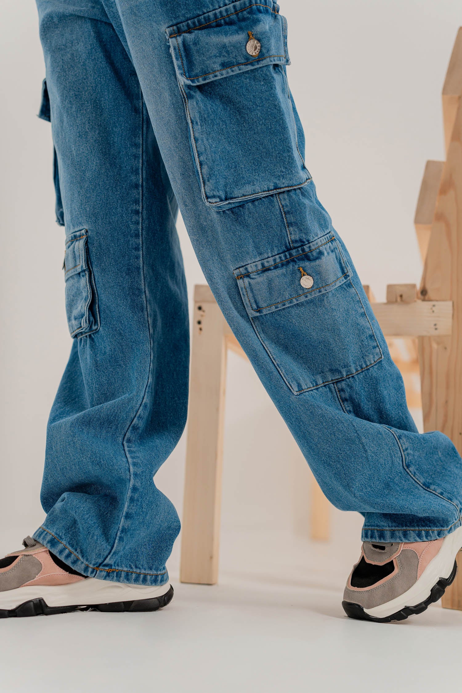 Basic Blue Minor Fault Cargo Jeans - Hustle N Holla