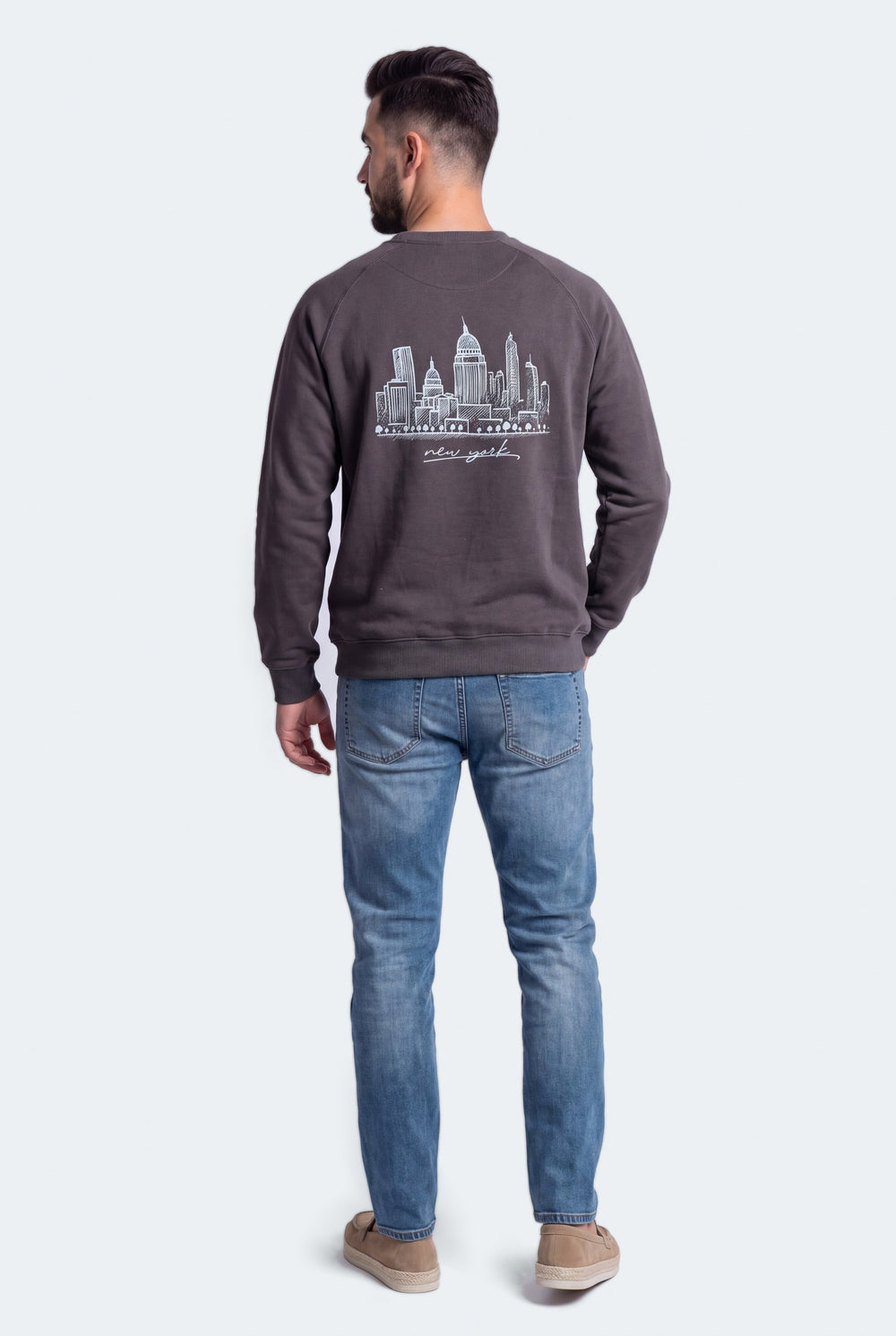 Charcoal Grey Relaxed Fit Raglan Graphic Sweatshirt - Hustle N Holla