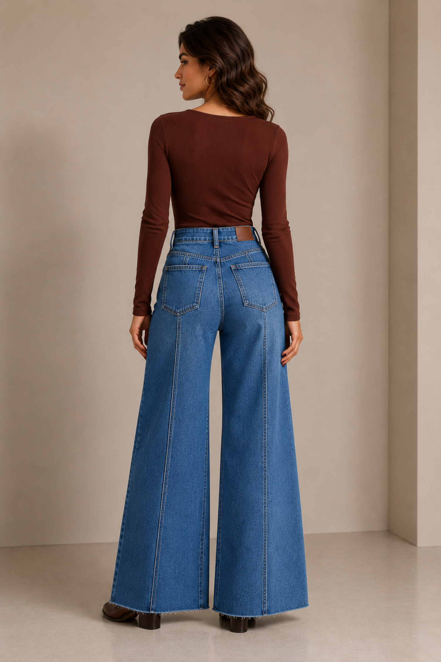 Front Seam Wide Leg Mid Wash Jeans - Hustle N Holla