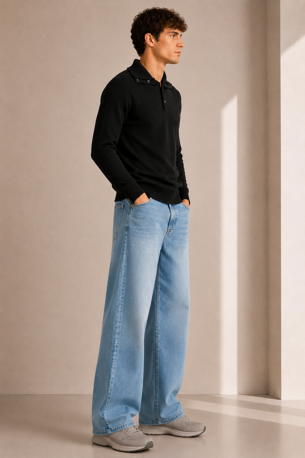 Black Regular Fit Mock Neck Sweater - Hustle N Holla