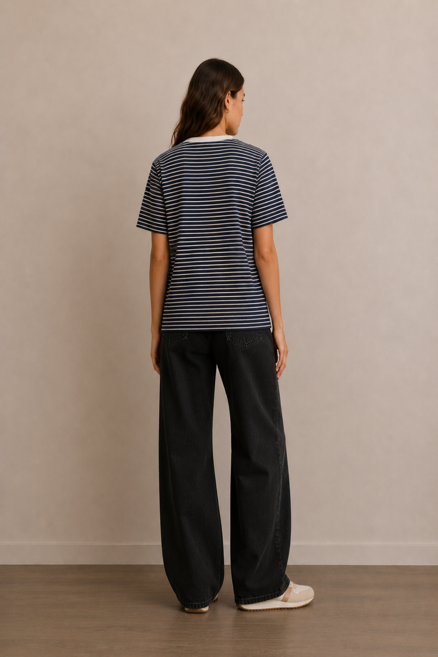Navy & White Striped Regular Fit T-Shirts - Hustle N Holla