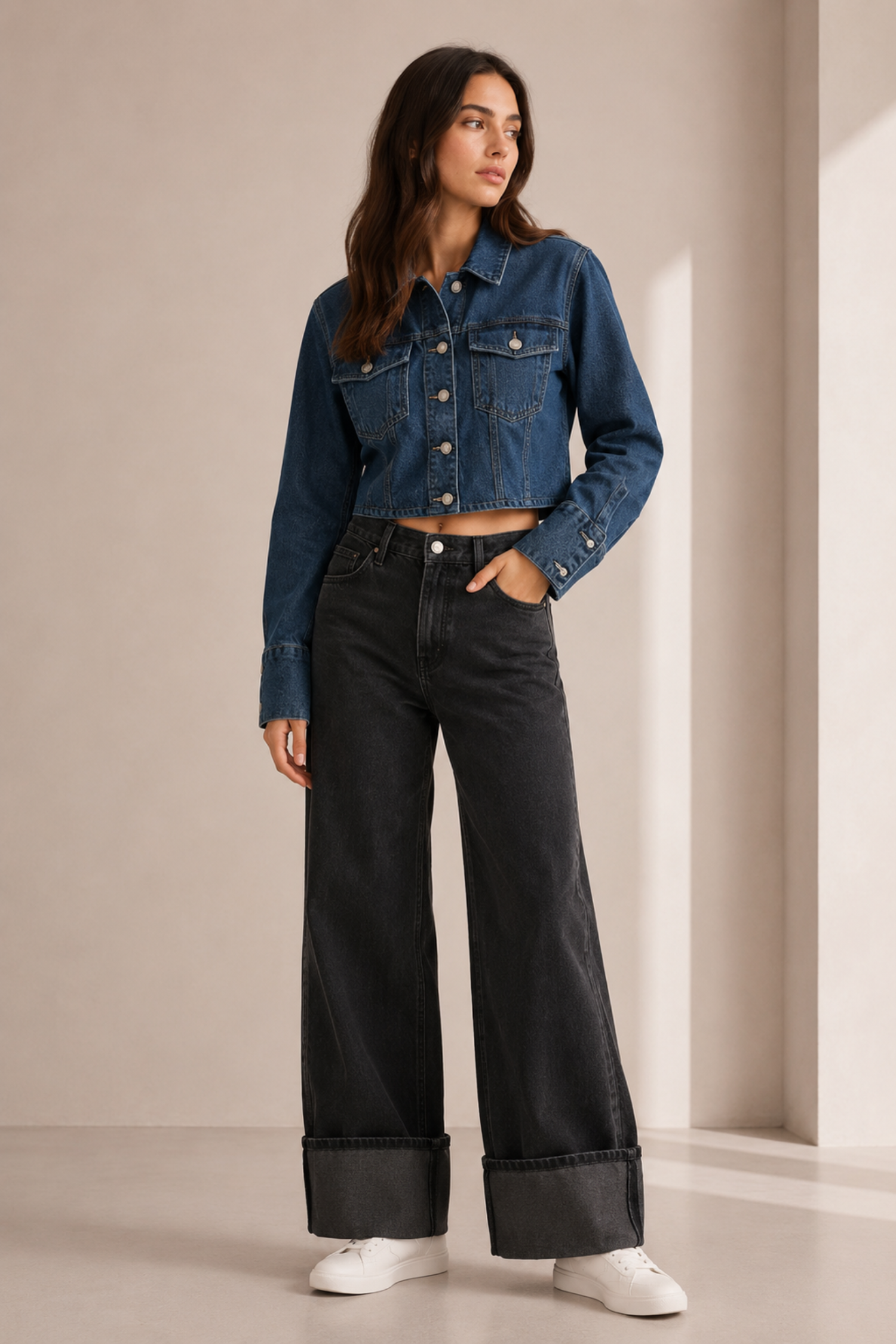 Blue Mid Wash Crop Denim Jacket - Hustle N Holla