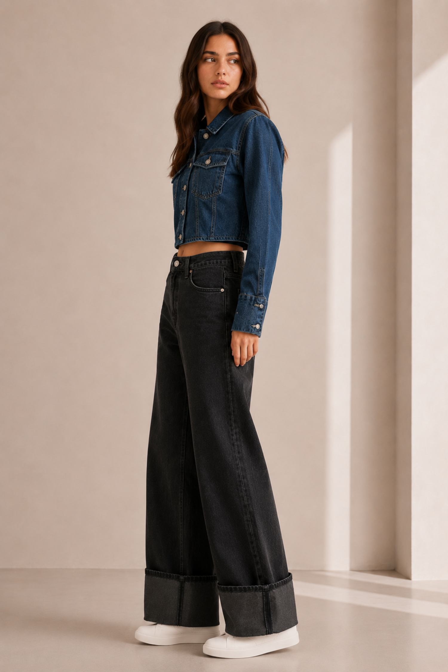 Blue Mid Wash Crop Denim Jacket - Hustle N Holla