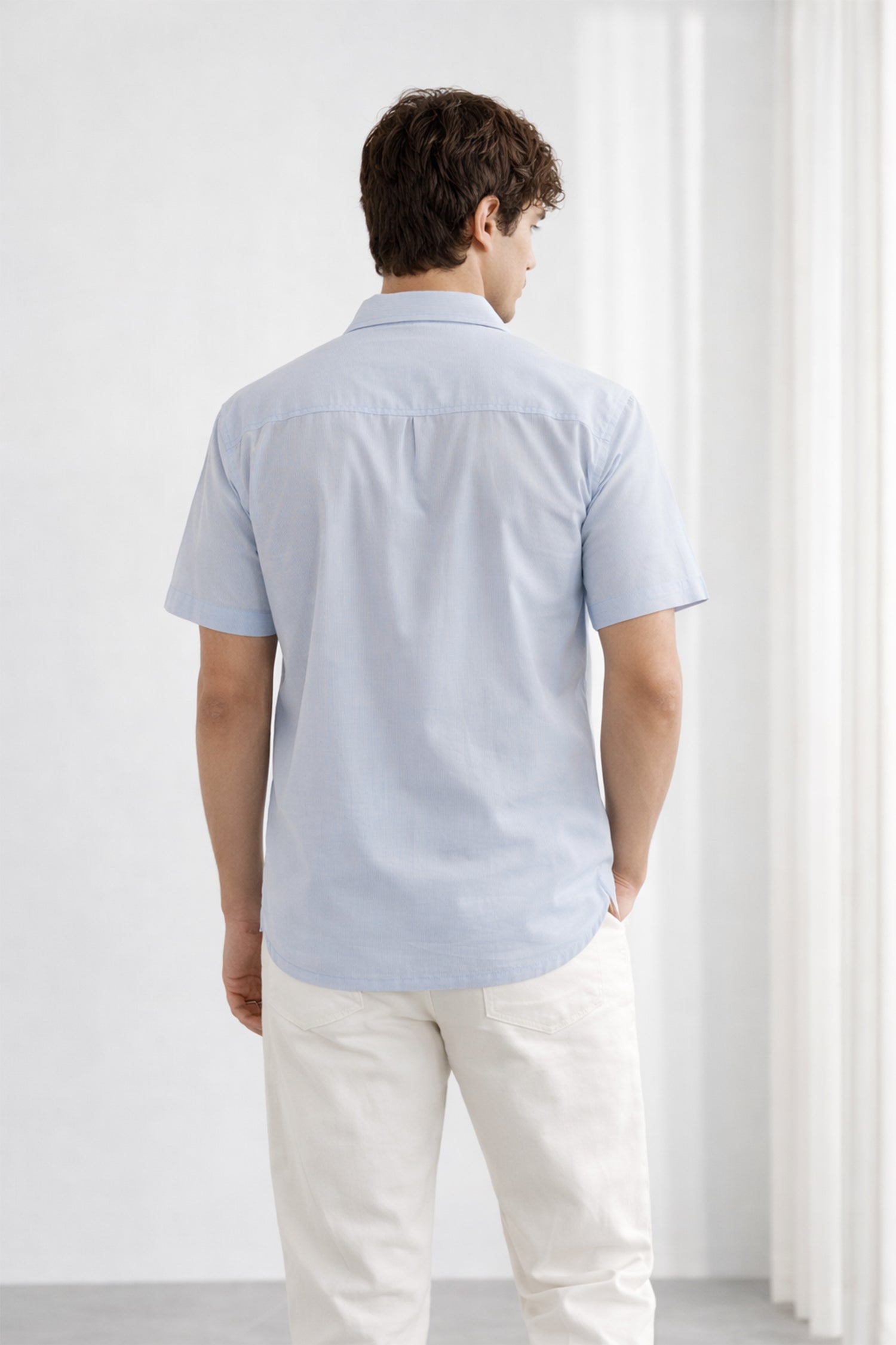 Light Blue Relaxed Fit Button Down Cotton Shirt - Hustle N Holla