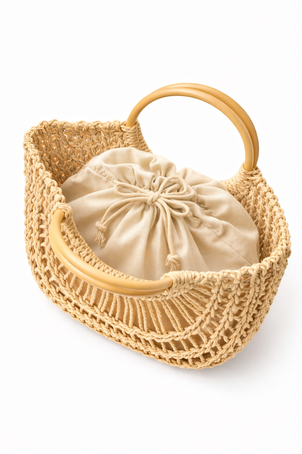 Cream Woven Top Handle Tote Bag - Hustle N Holla