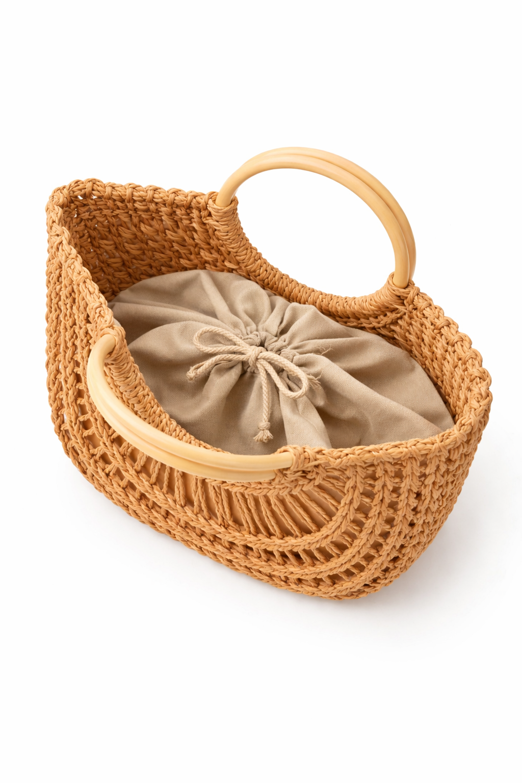 Tan Woven Top Handle Tote Bag - Hustle N Holla