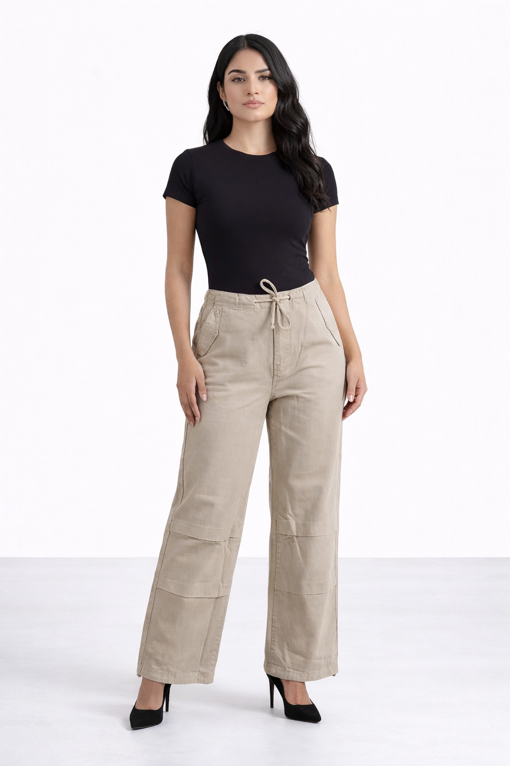 Beige Wide Leg Jeans - Hustle N Holla