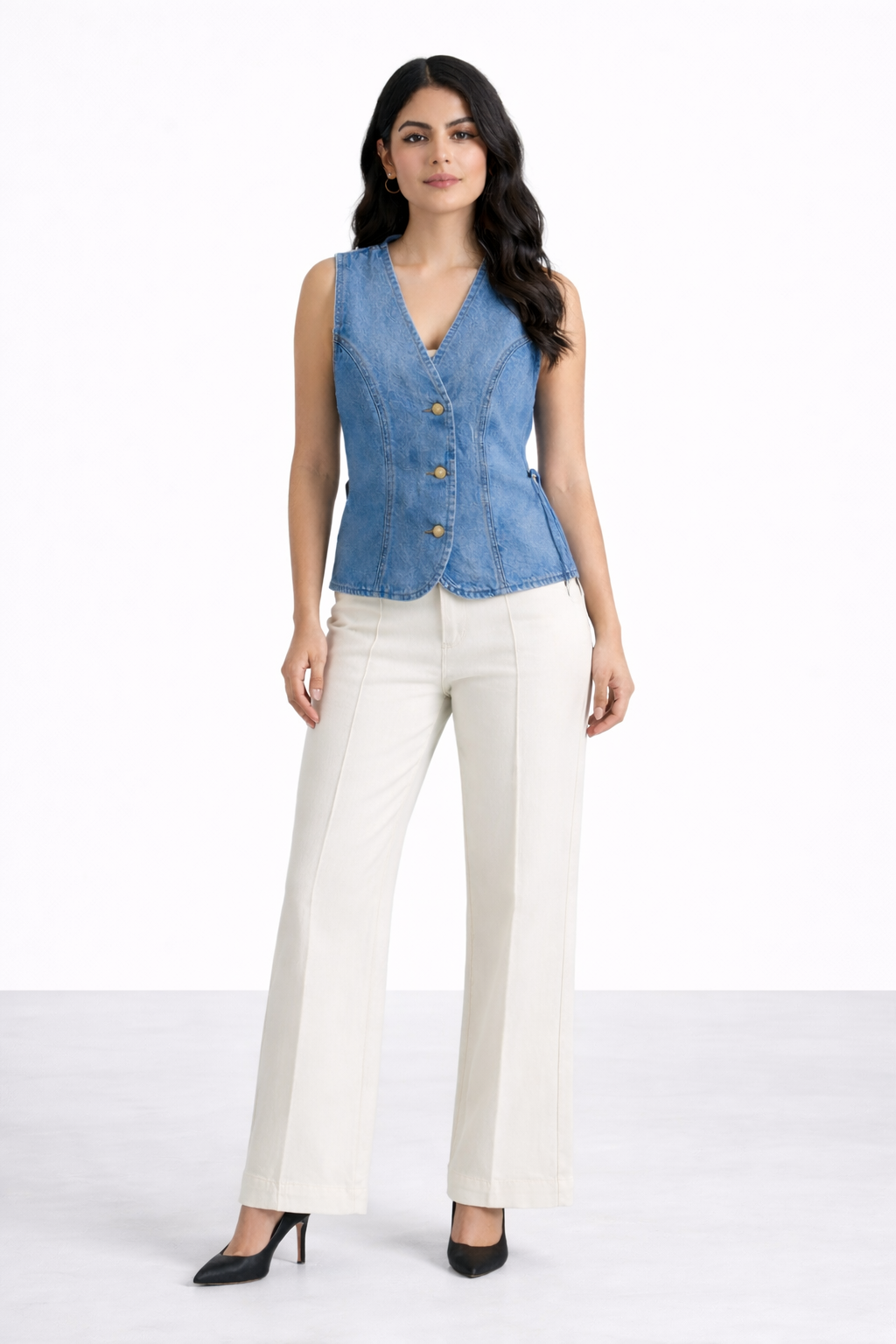 Light Blue Slim Fit Tie Up Denim Vest - Hustle N Holla