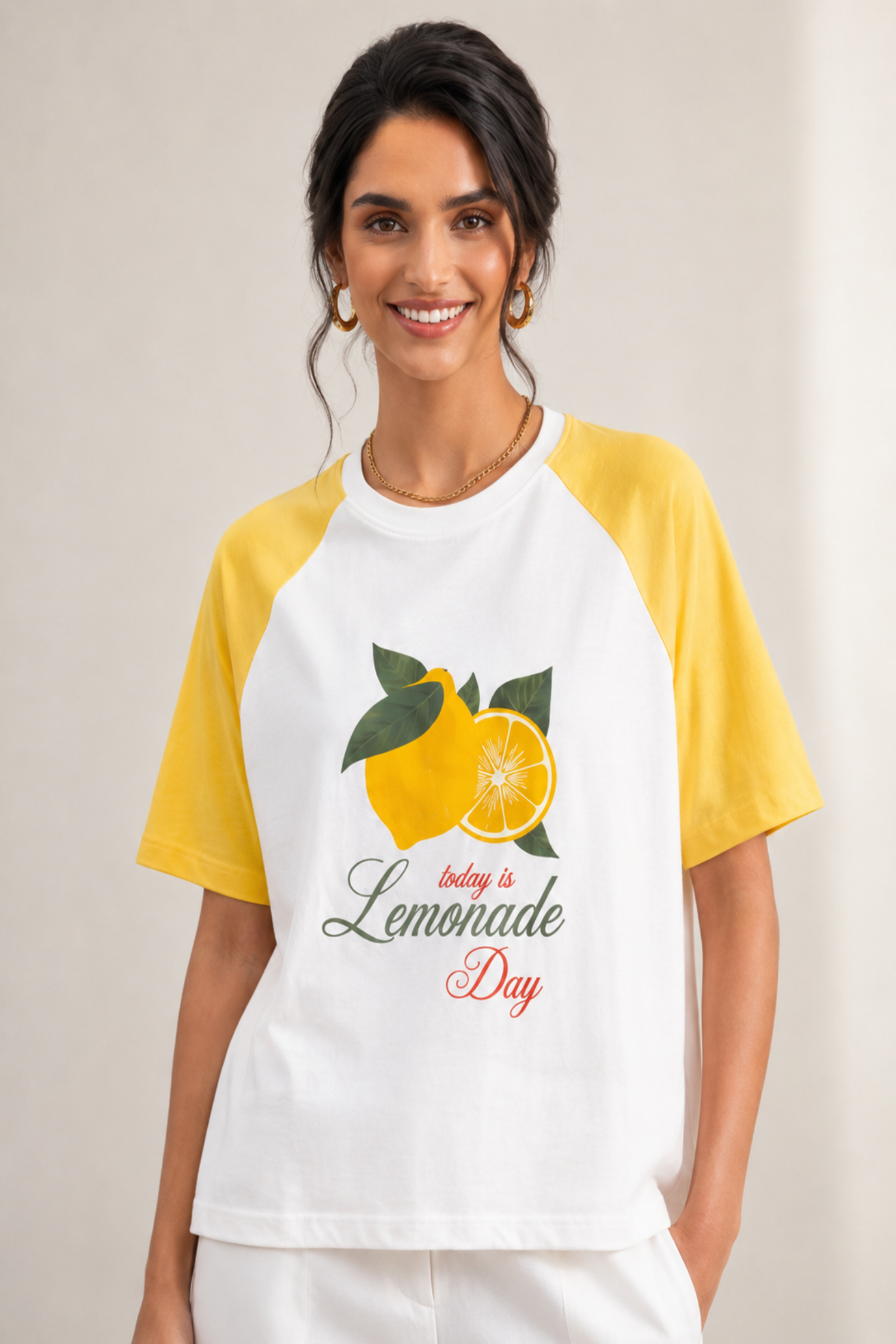 White & Yellow Raglan Graphic T-Shirt - Hustle N Holla