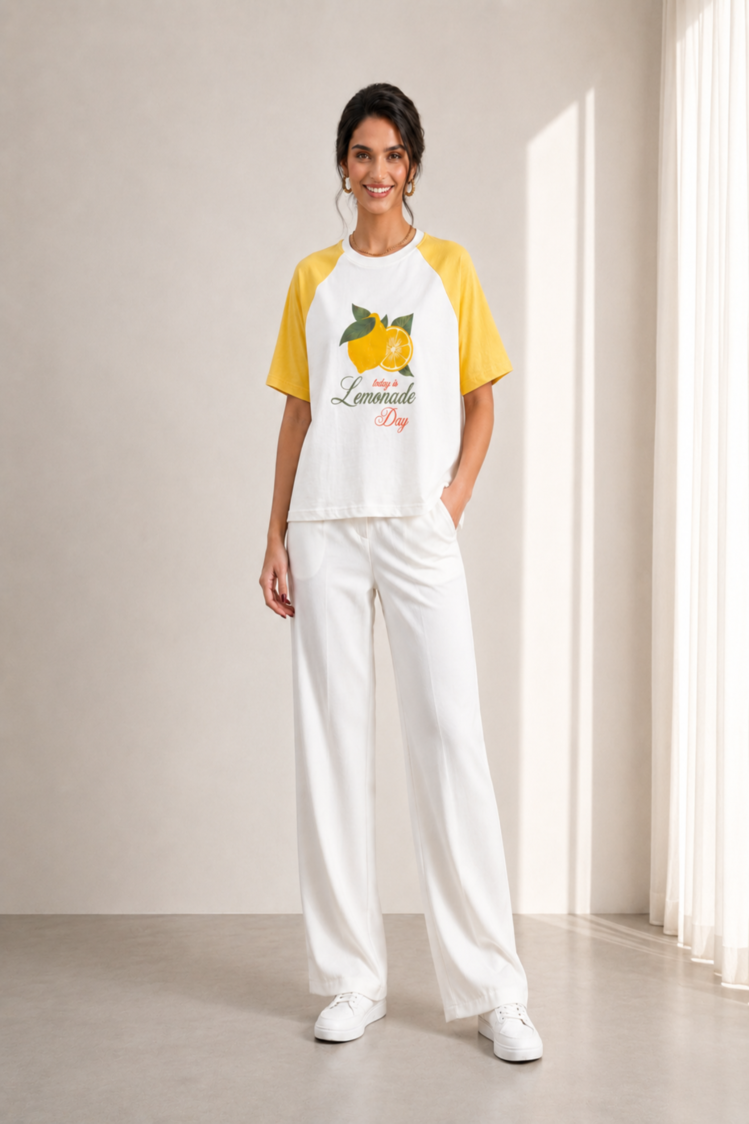 White & Yellow Raglan Graphic T-Shirt - Hustle N Holla