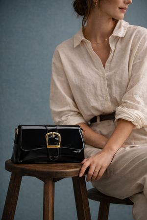 Black Pu Clutch Bag With Strap - Hustle N Holla
