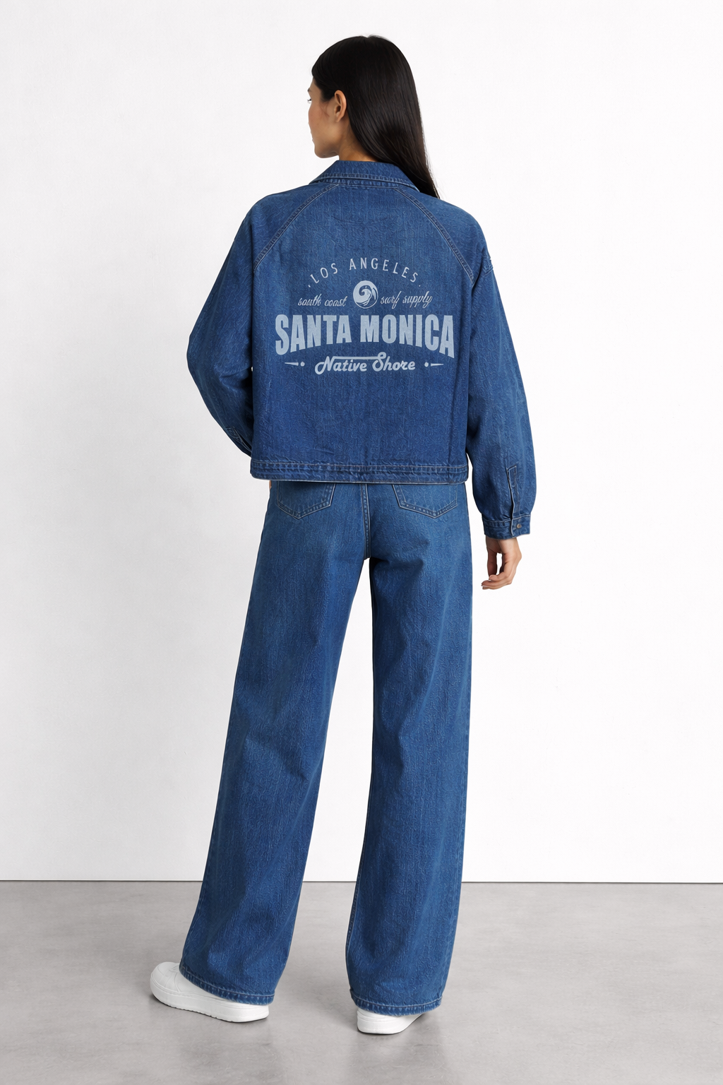 Blue Mid Washed Relaxed Fit Printed Jacket - Hustle N Holla